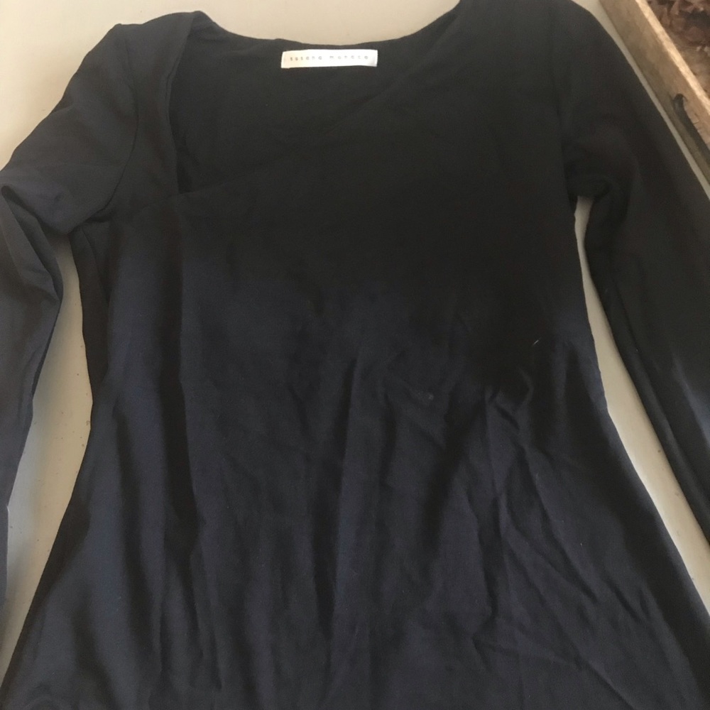 Susana Monaco black asymmetrical neck top